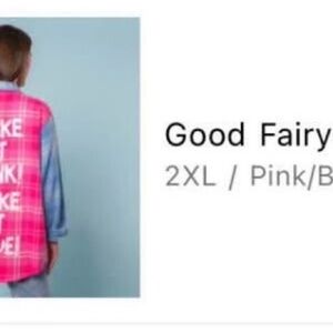 CakeWorthy Good Fairy Pink and Blue Plaid Shirt 2XL